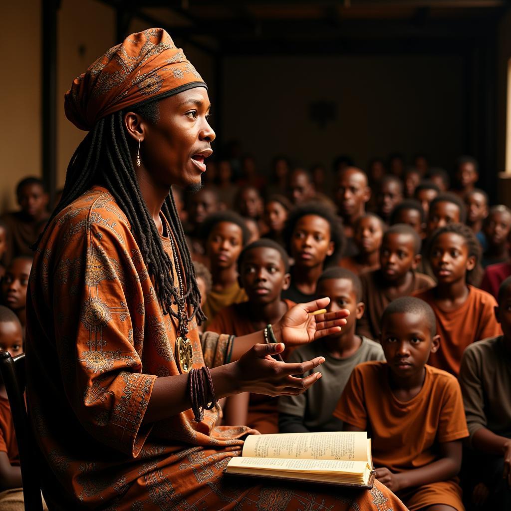 African Storyteller Captivating an Audience