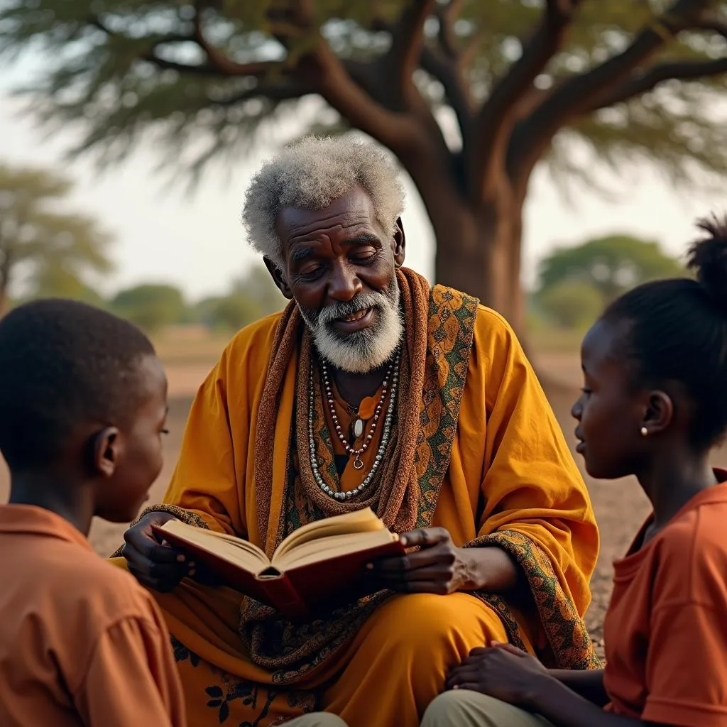 African Storyteller Captivating his Audience