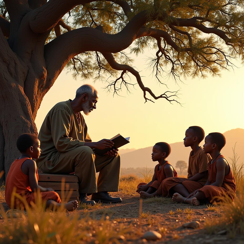 An African storyteller captivating an audience