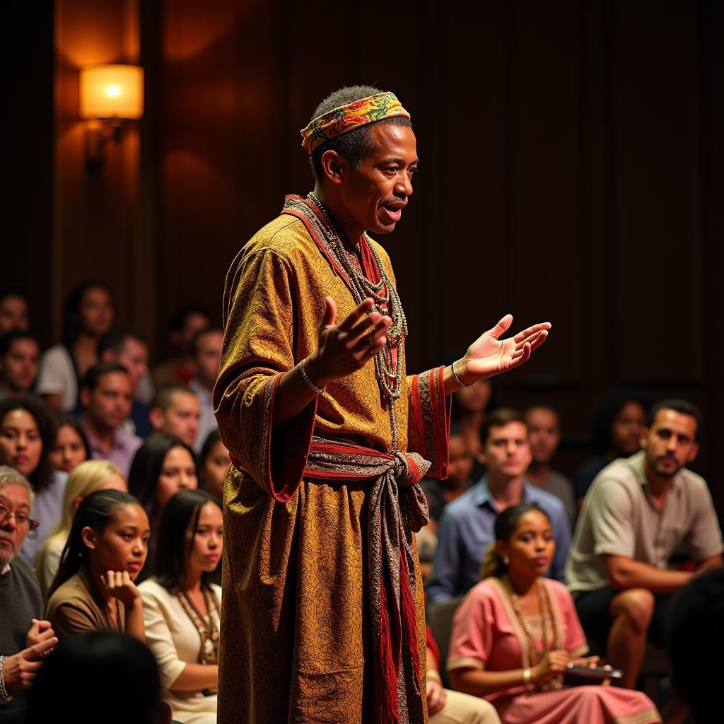 African Storyteller Captivating an Audience