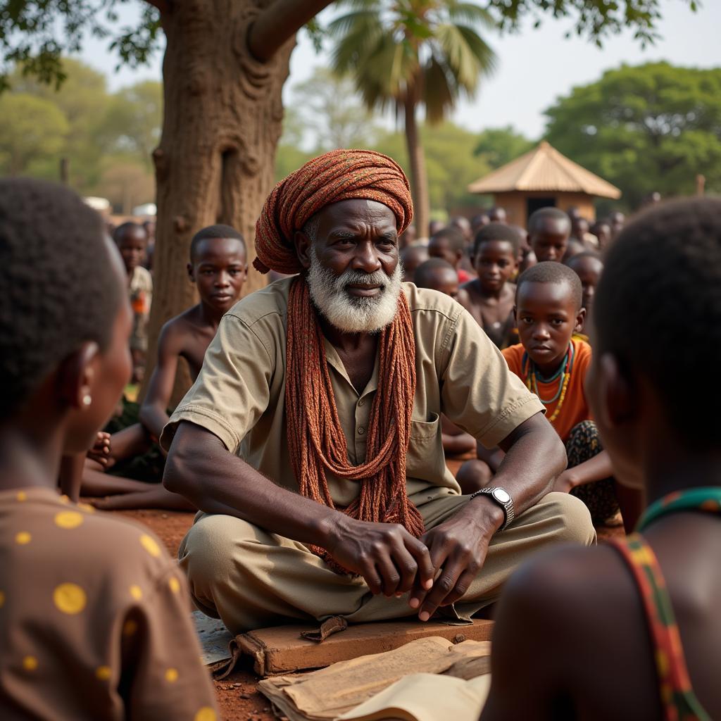 Griot Sharing Stories with a Village