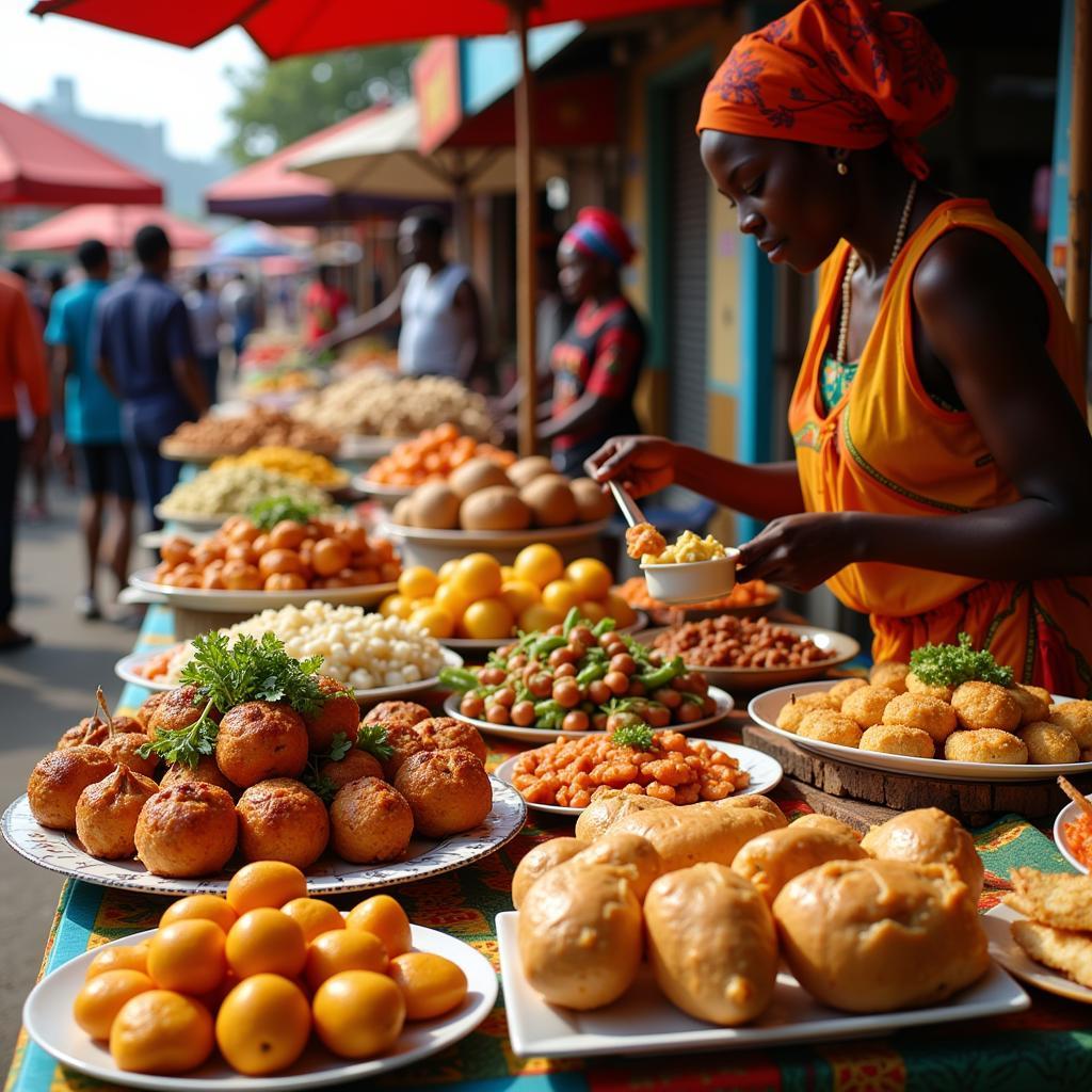 Vibrant African Street Food Market