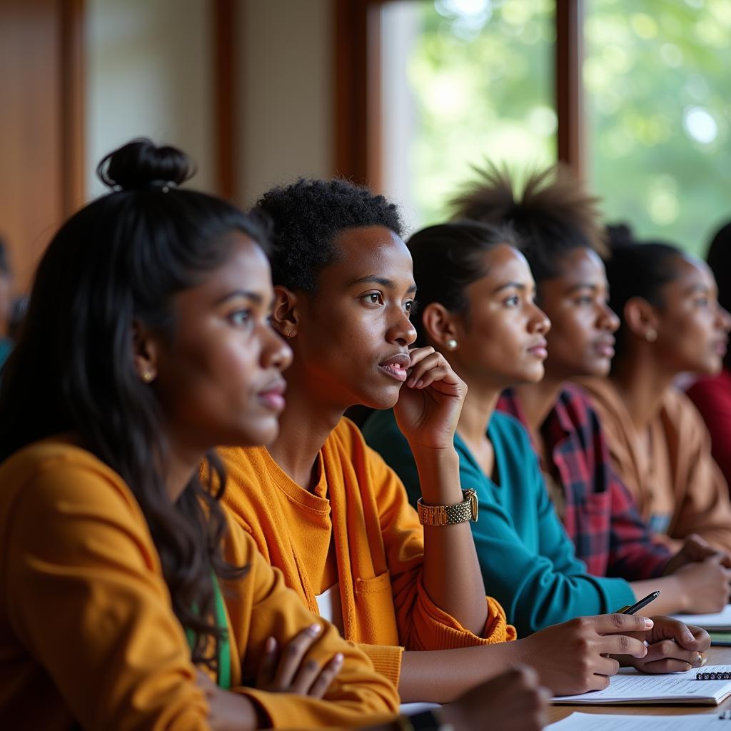 African students attending a lecture at an Indian university