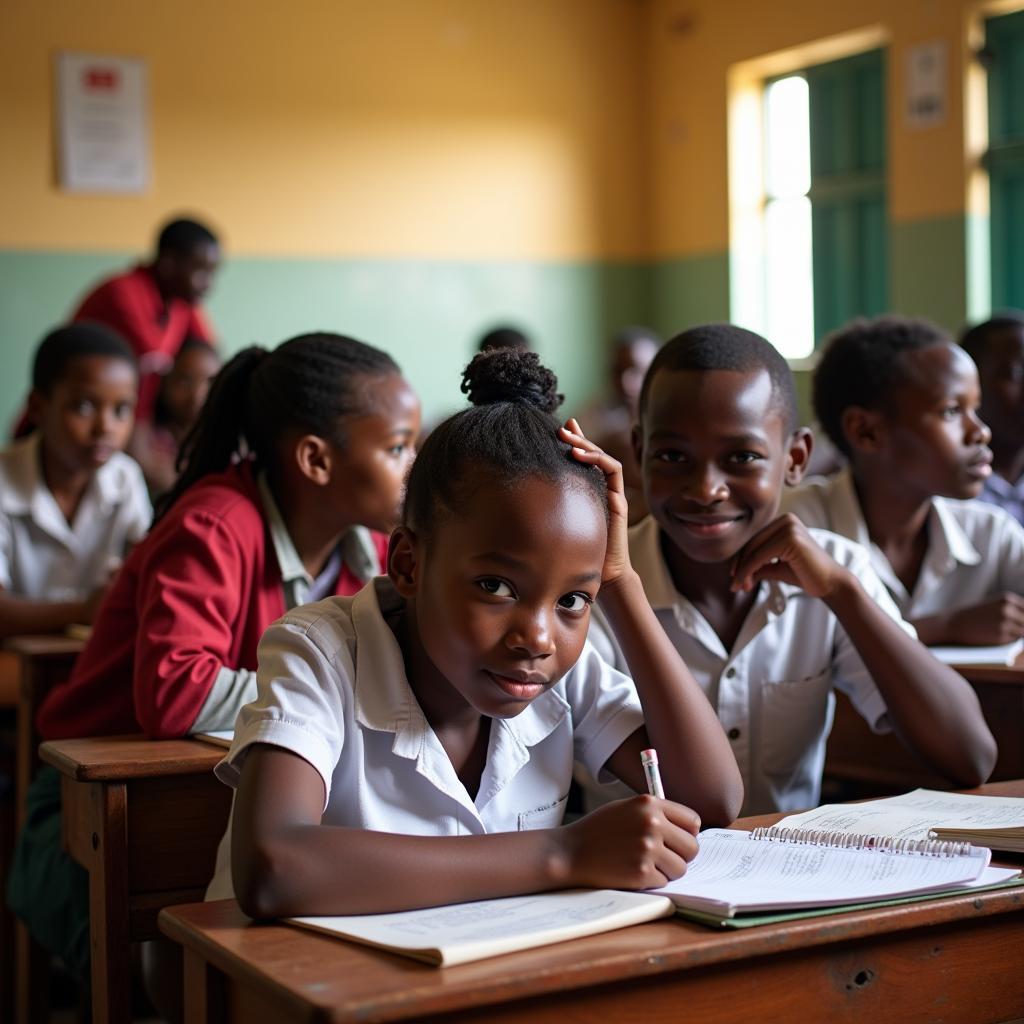 African Students in a Classroom Setting