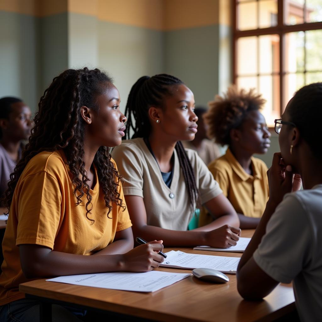 Group of African students attending a workshop on good governance