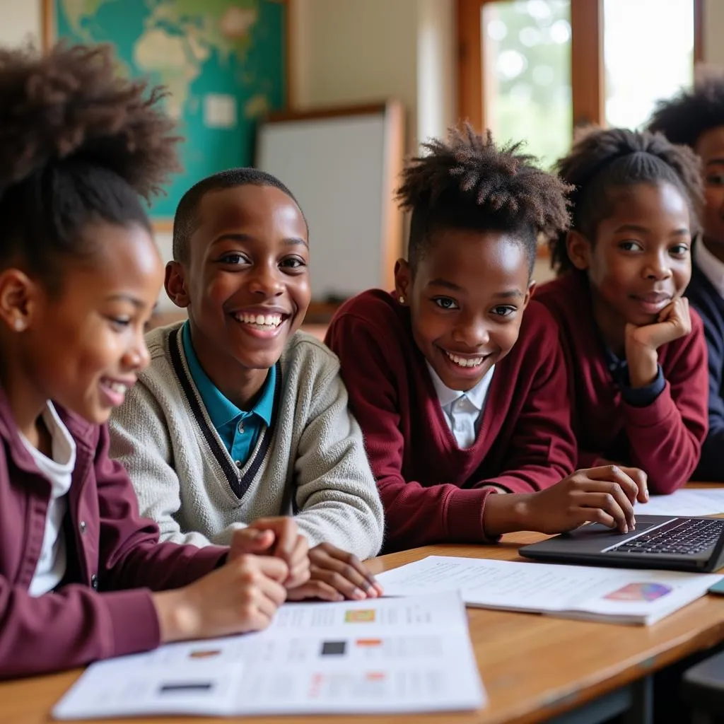 Group of African Students Engaged in a Science Lesson