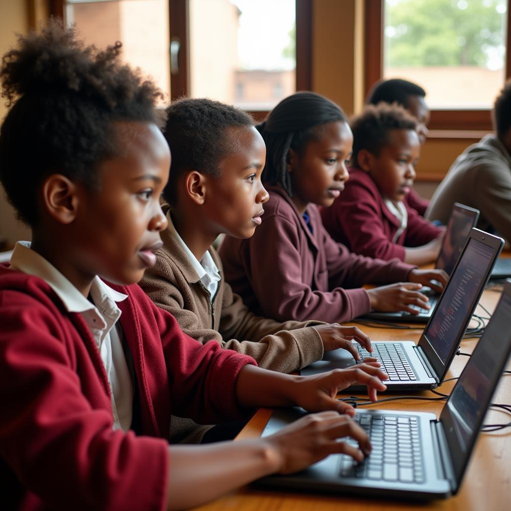 African Students Engaging in Technology Education