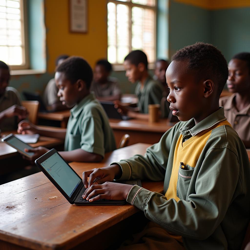 Students in Africa Utilizing Technology in Education