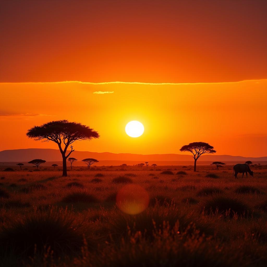 African Sunset Landscape Photo Background