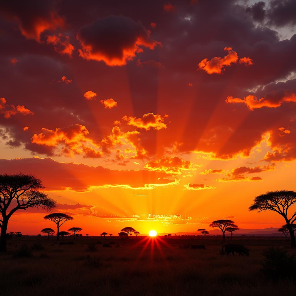 African savanna sunset