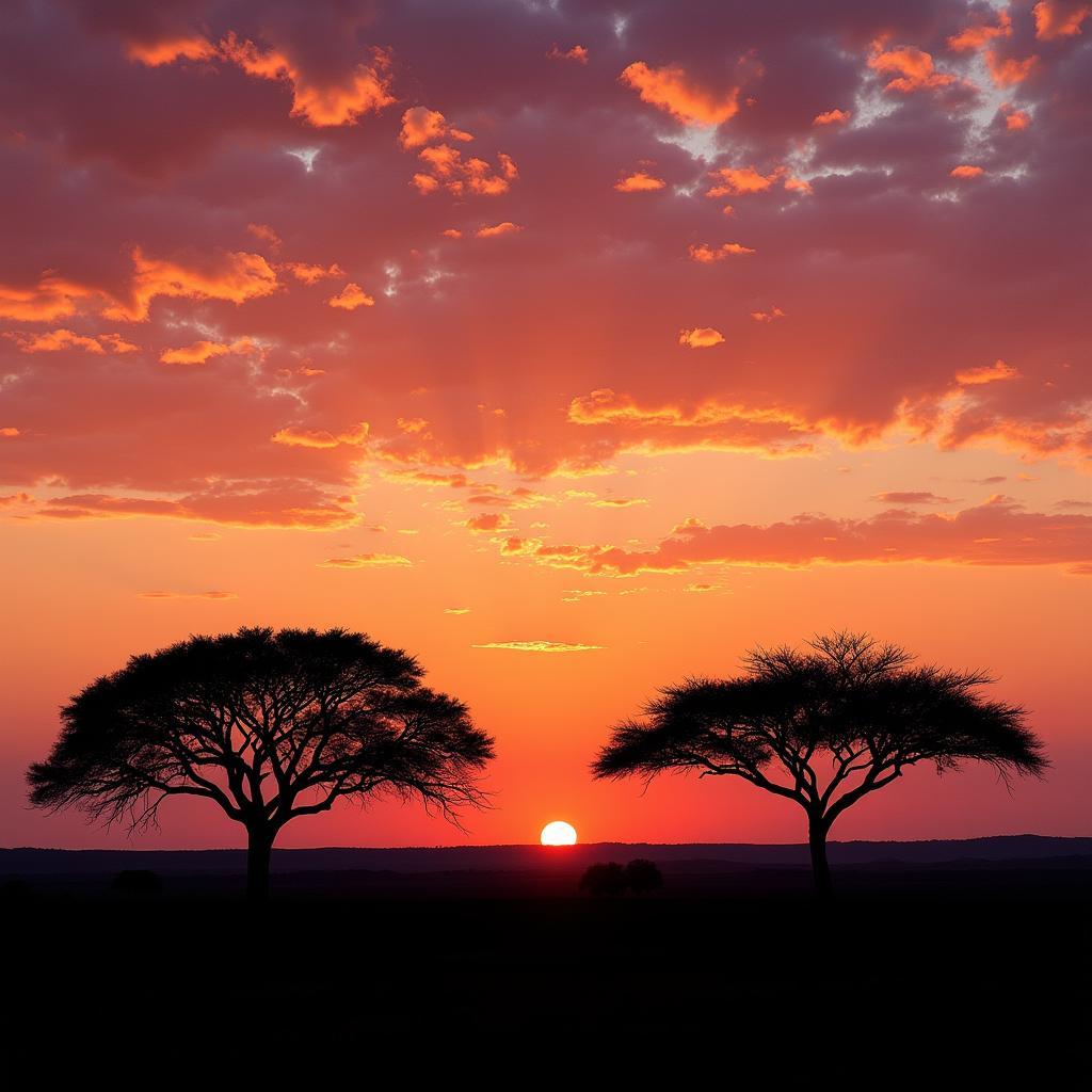 African Sunset Over Savanna