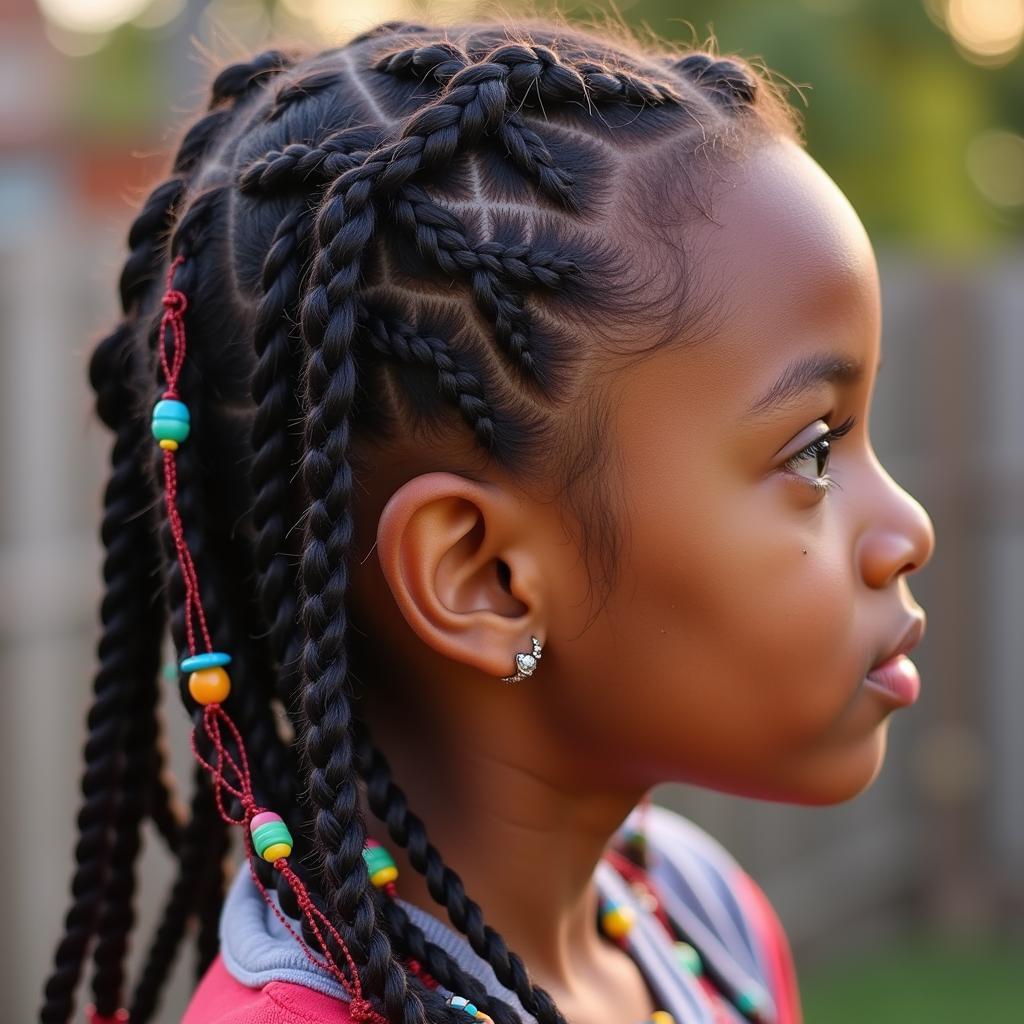 African Teen Girl with Beaded Braids