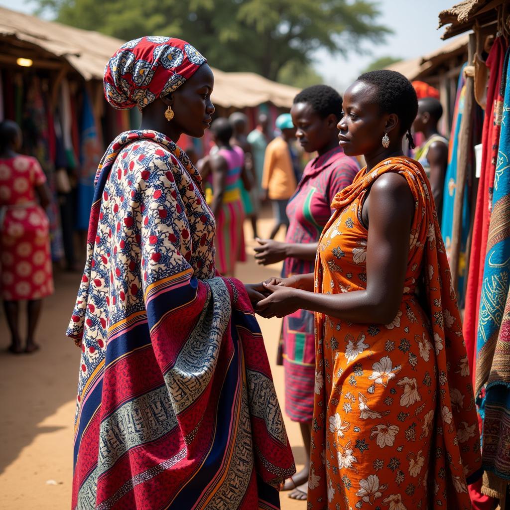 Vibrant African Textiles at a Local Market