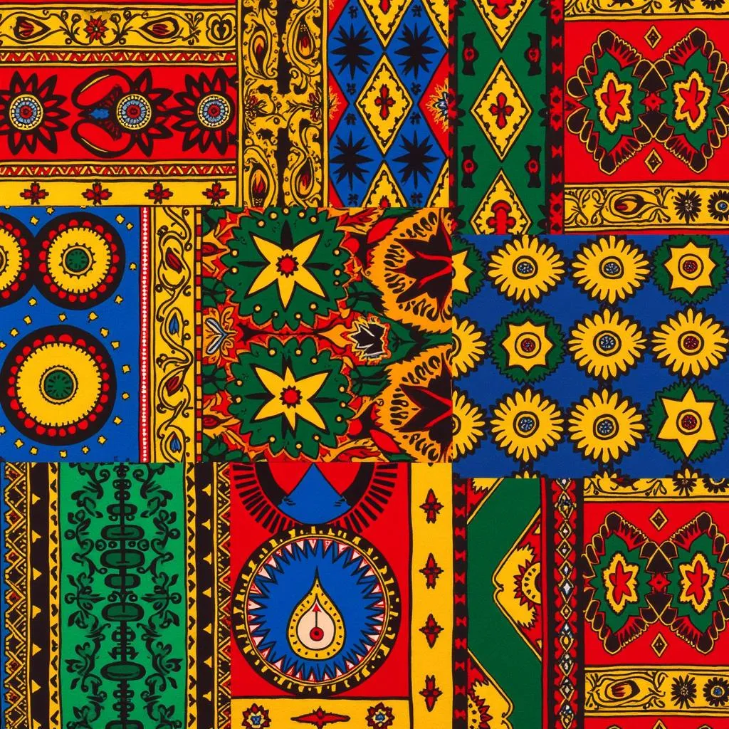 A collection of vibrant African textile patterns.