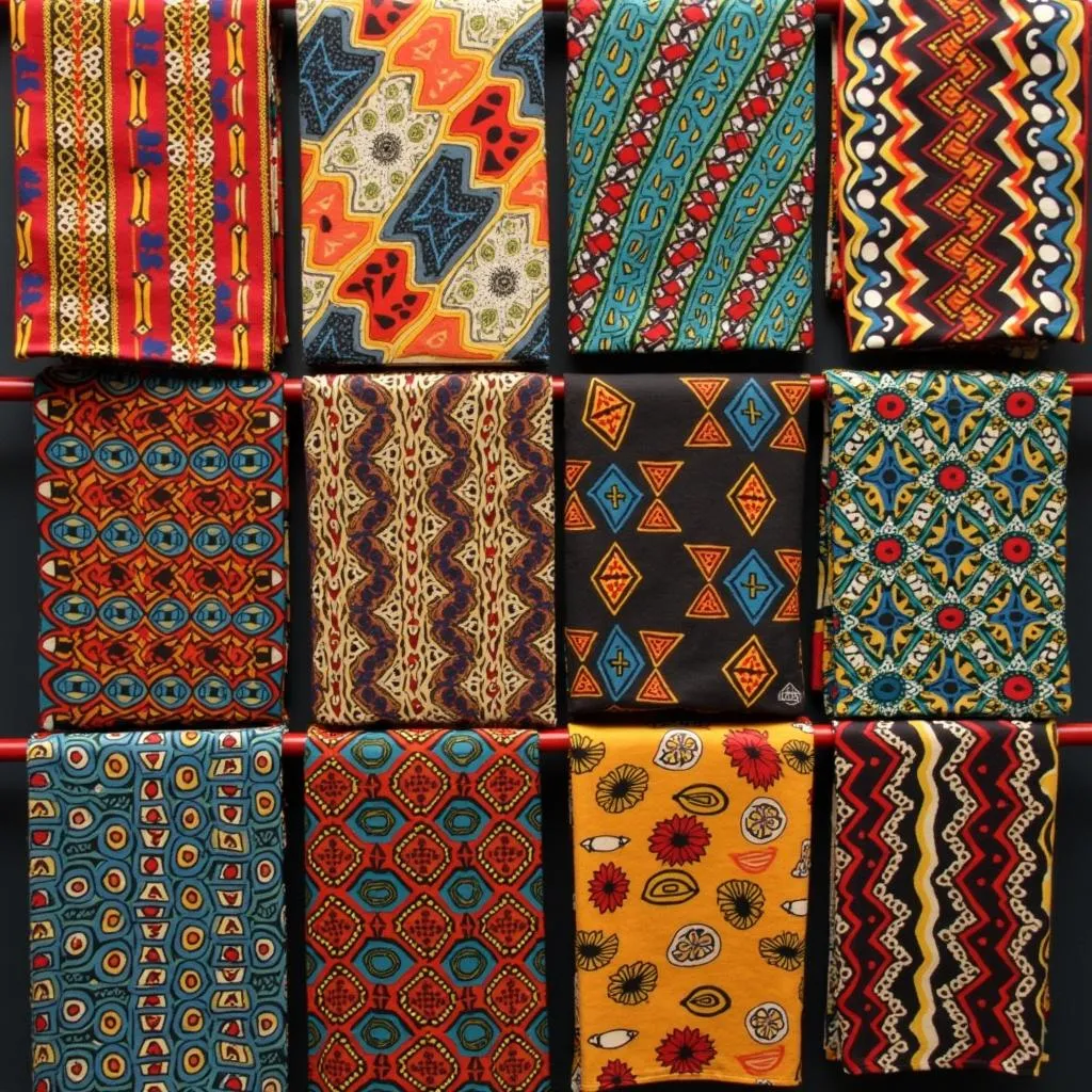 Vibrant textiles for sale in an African market