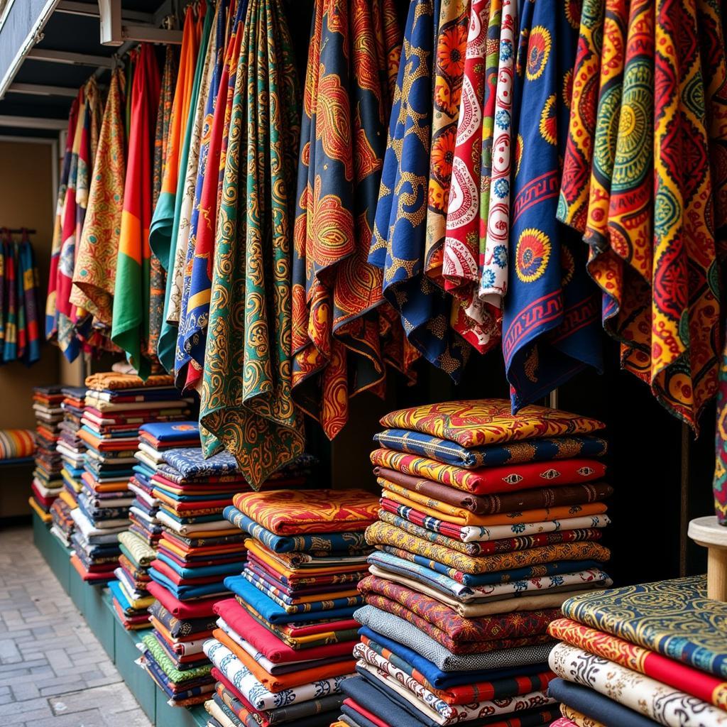 Colorful African textiles on display in a Mumbai boutique