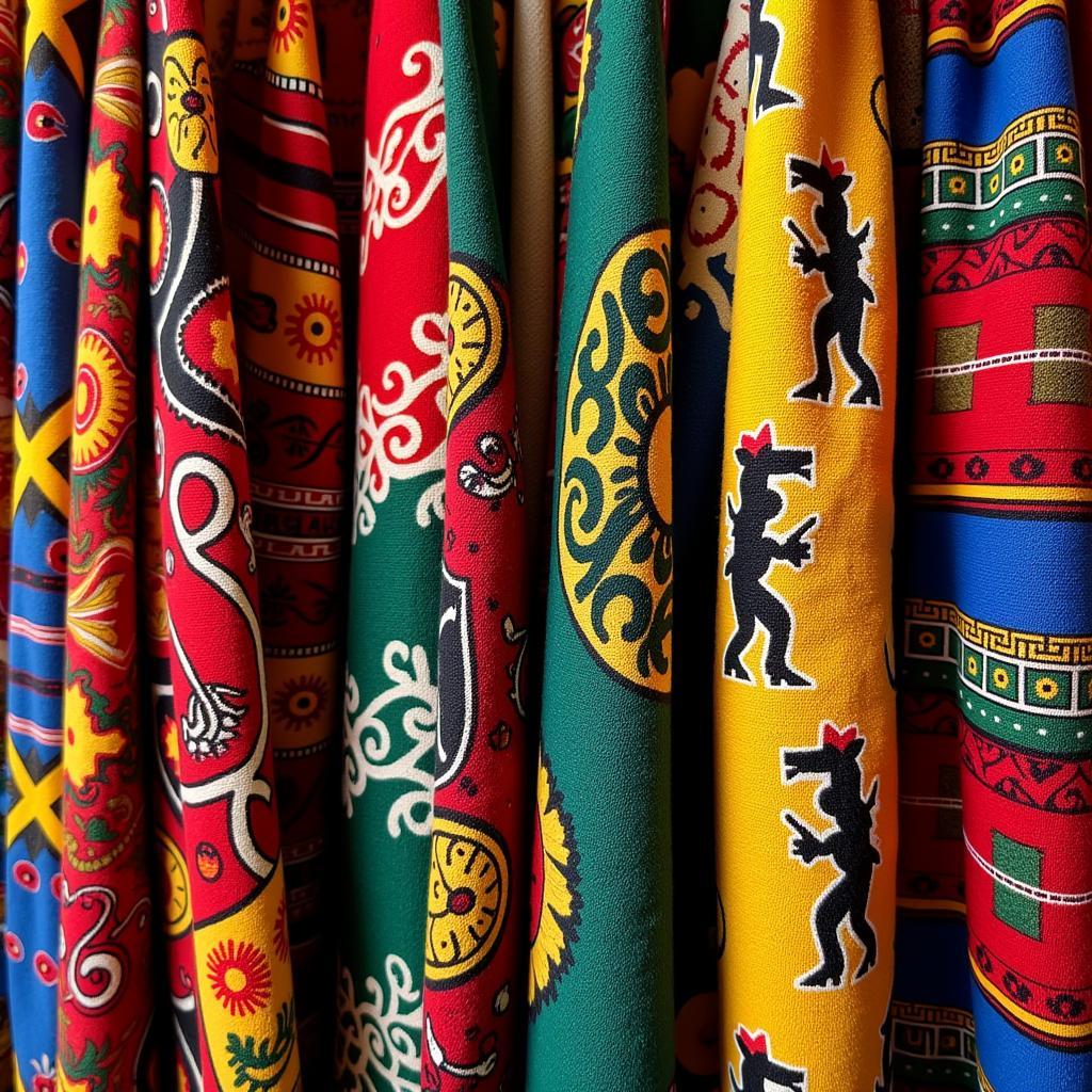 Colorful African textiles with intricate patterns