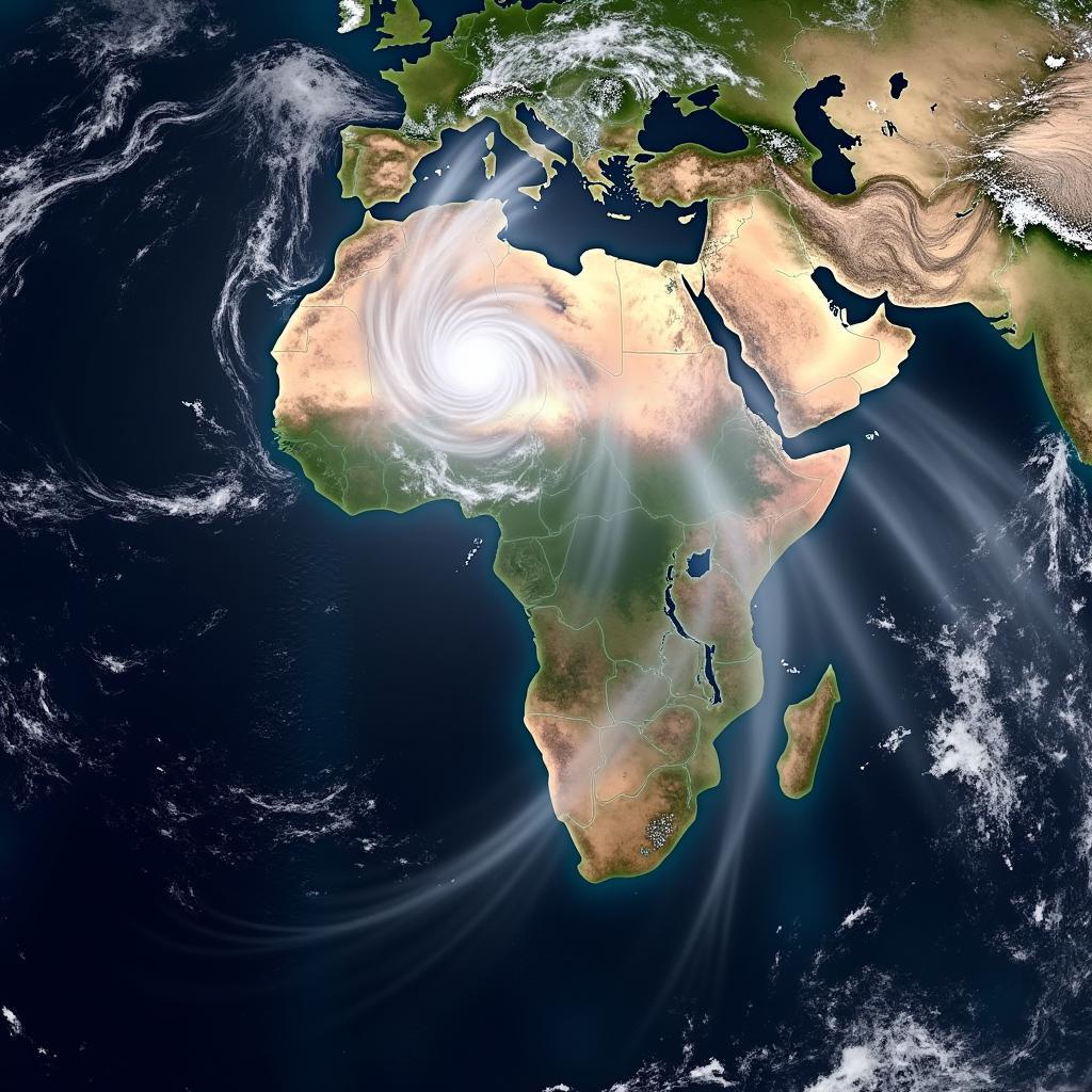 Thunderstorms forming over Africa