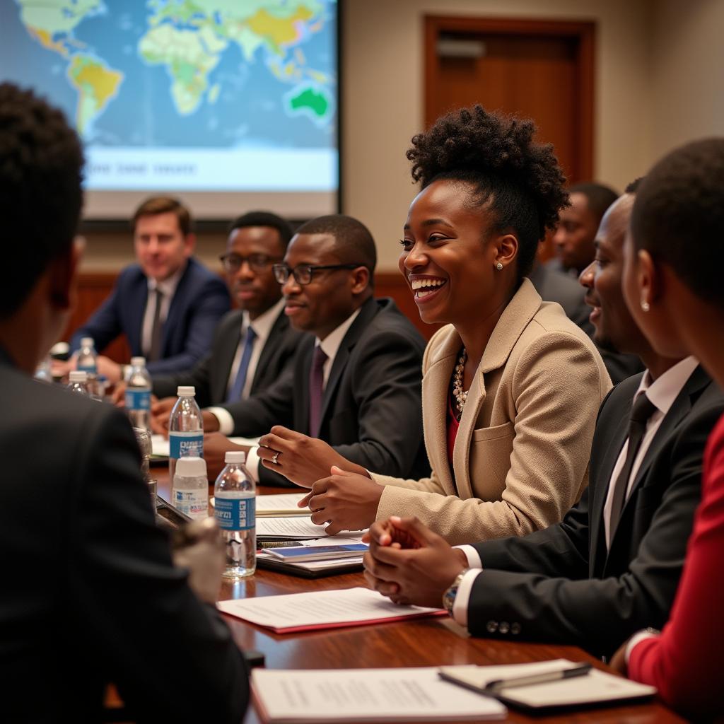 African delegates discussing trade agreements