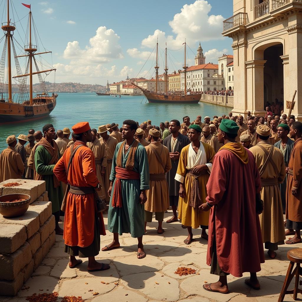 African Traders at Lisbon Port in the 16th Century