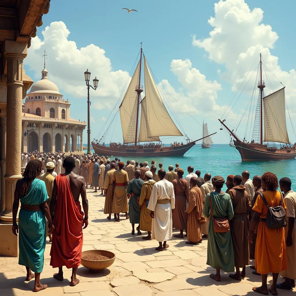 African Traders at Zanzibar Port