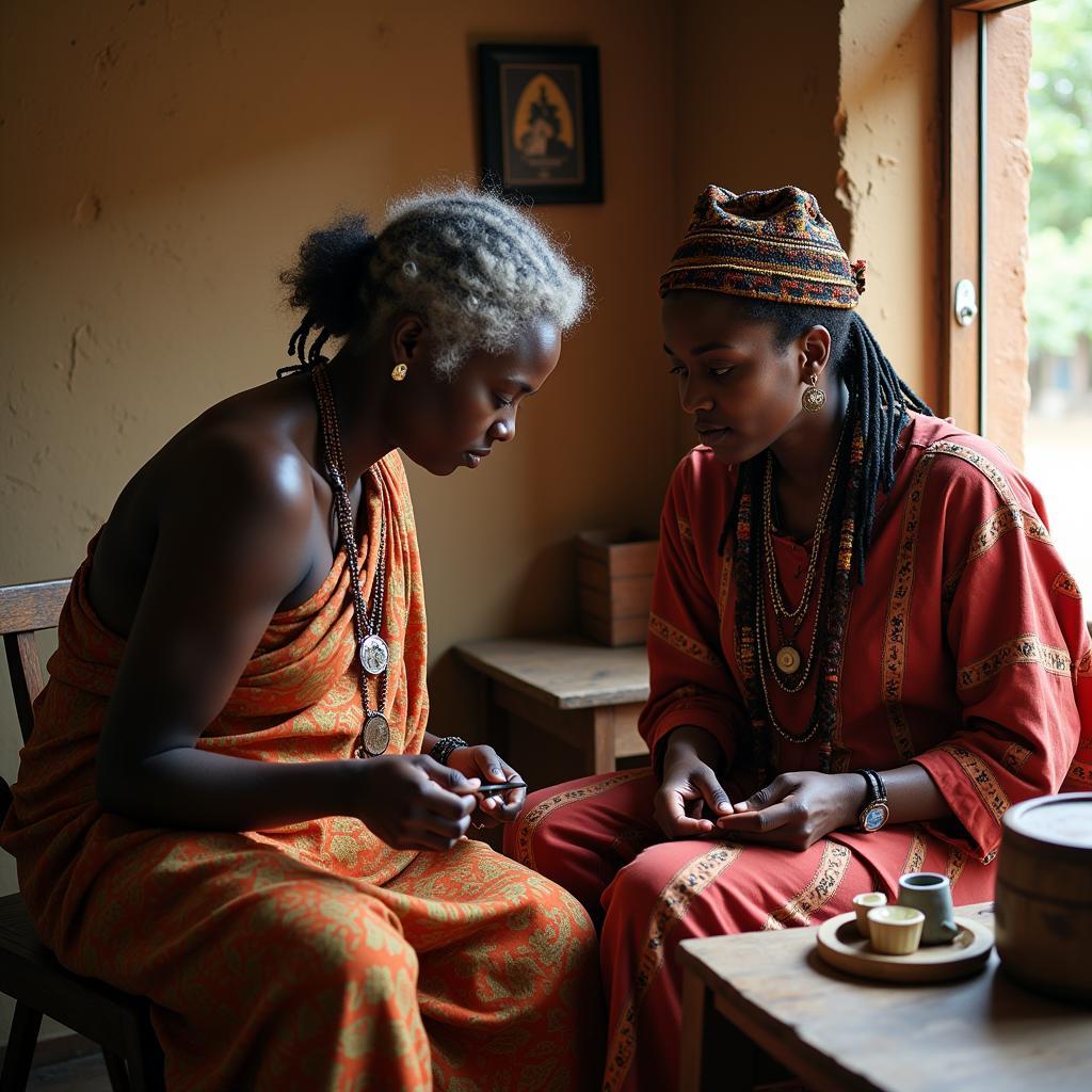 African Traditional Healer Consulting a Patient