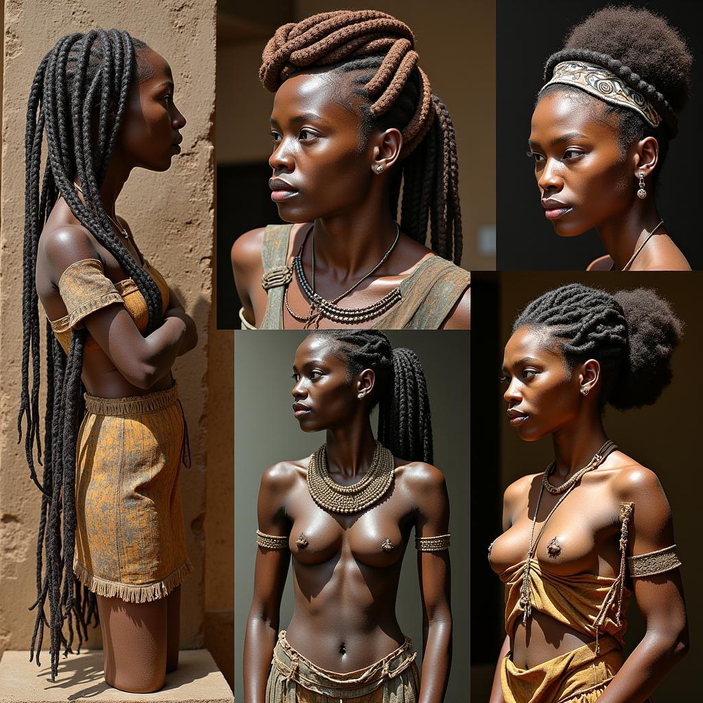 Historical depictions of African tribal braids