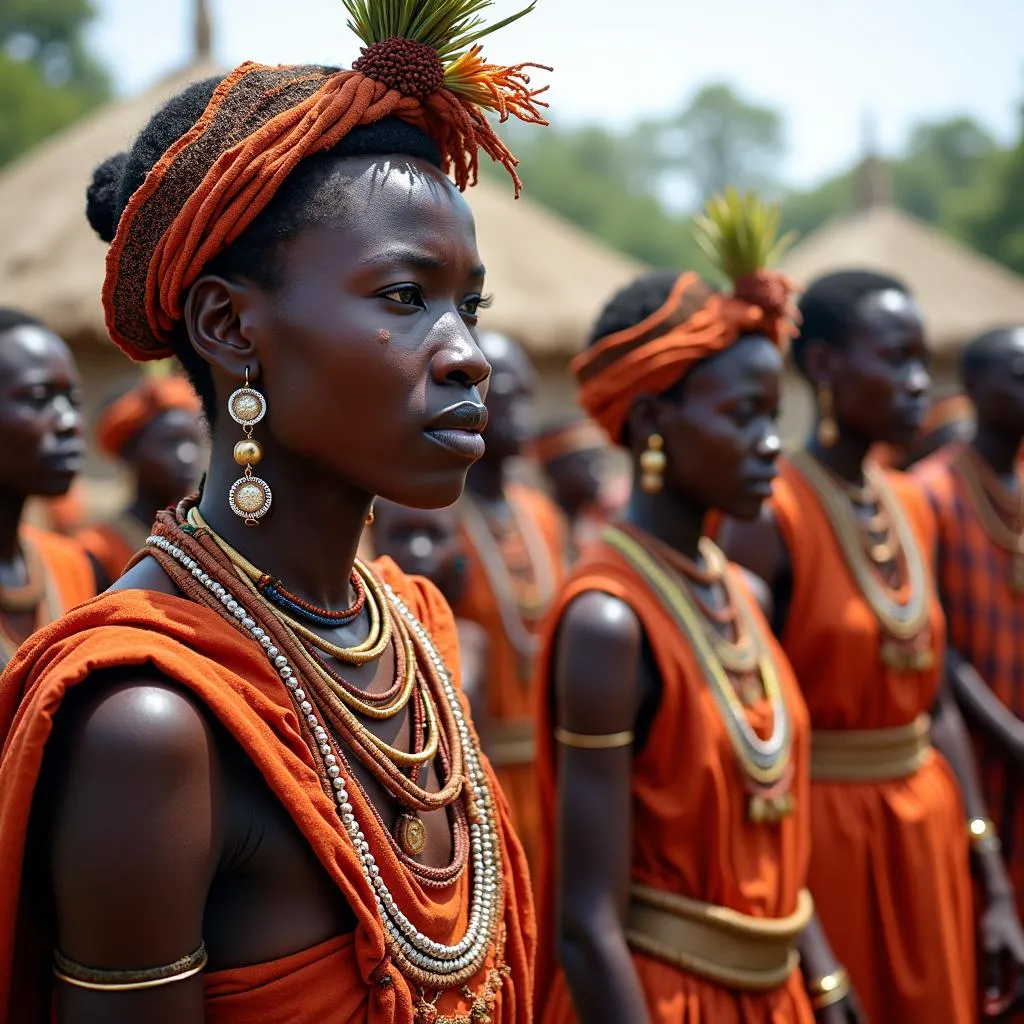 African tribal ceremony with traditional attire