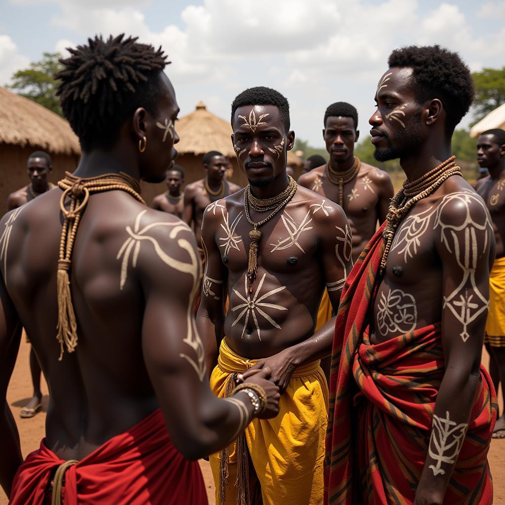 African tribal ceremony with body paint