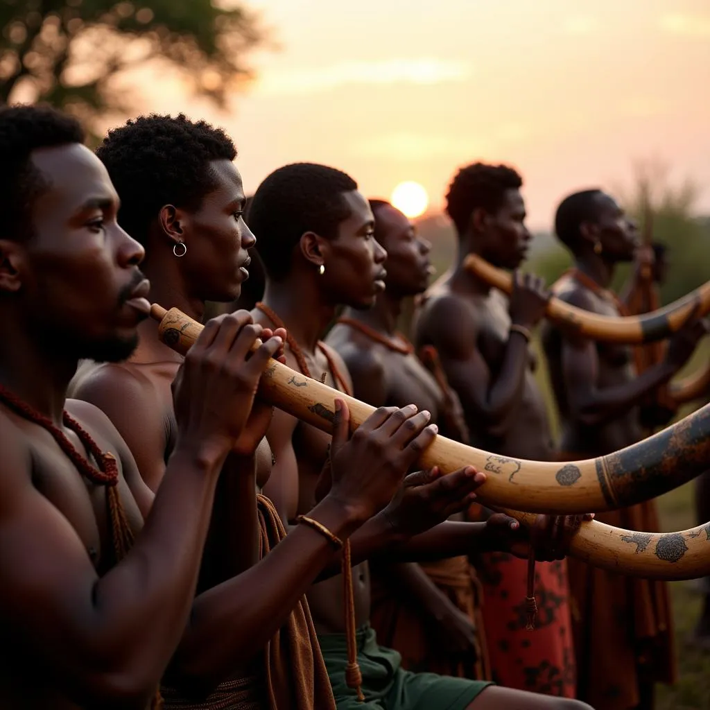 African Tribal Ceremony with Horns