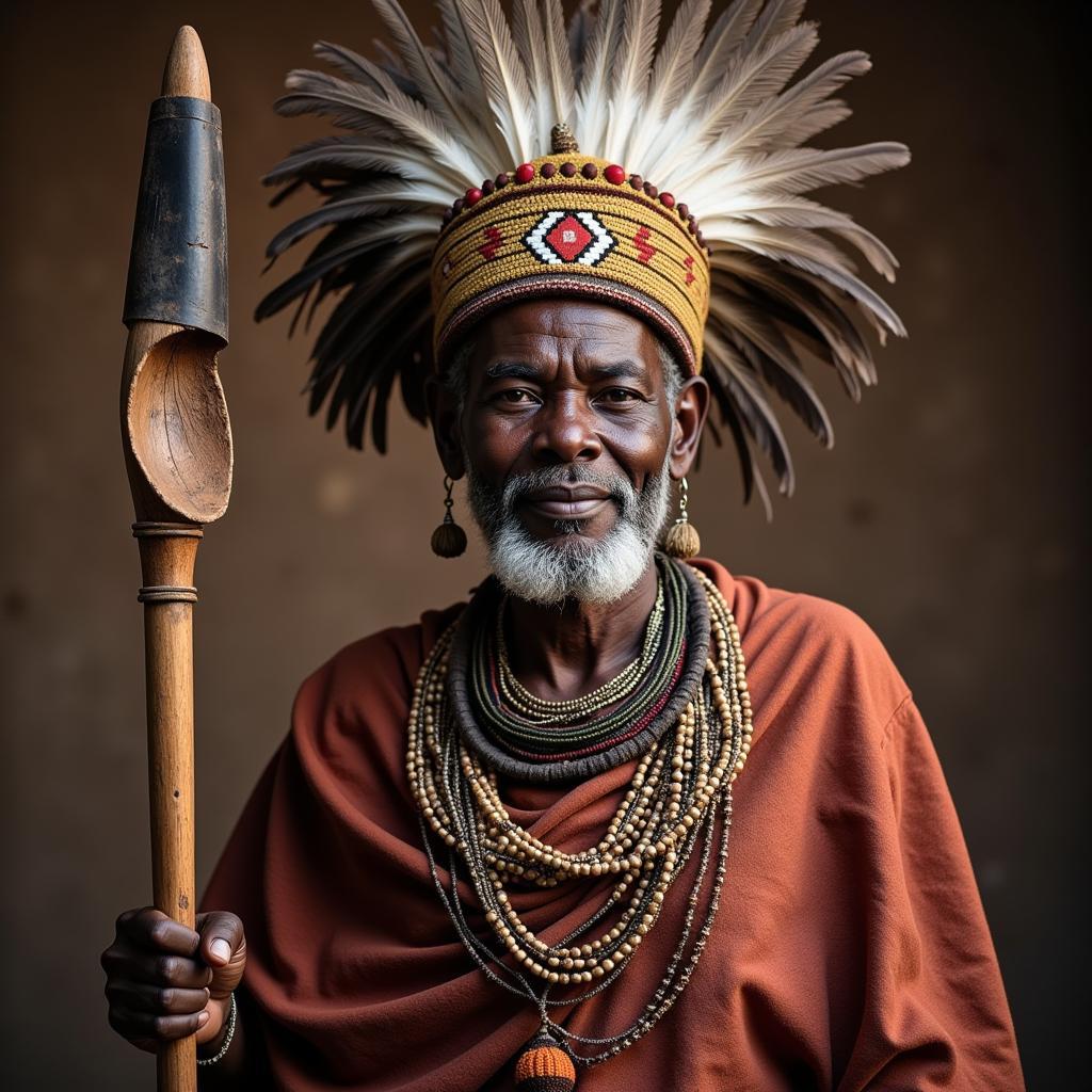 An African tribal elder in ceremonial dress