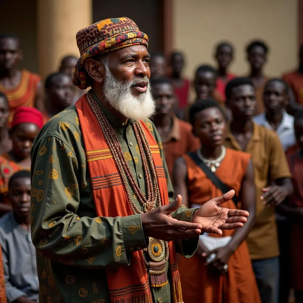 African Tribal Leader Addressing Community