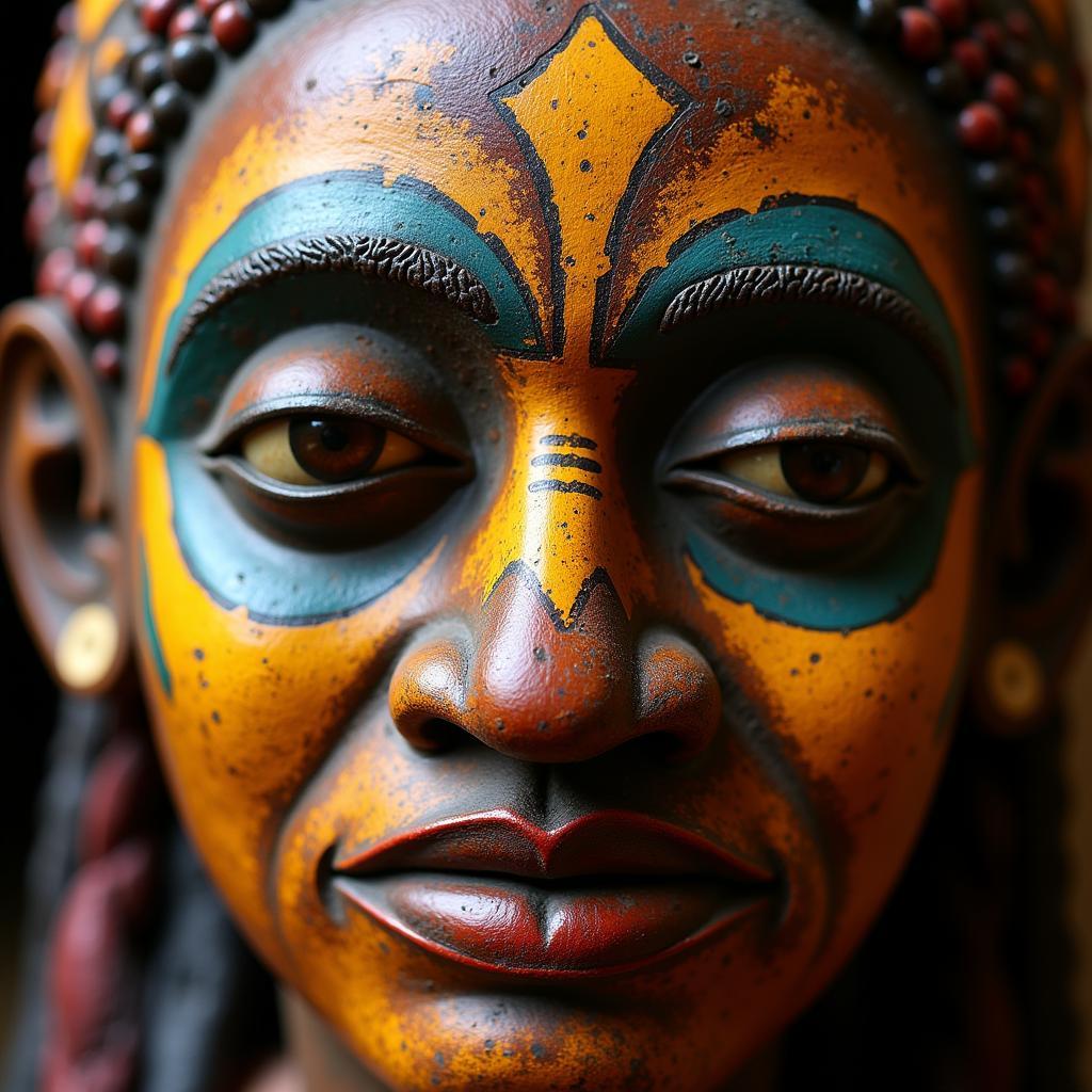 Intricately carved African tribal mask