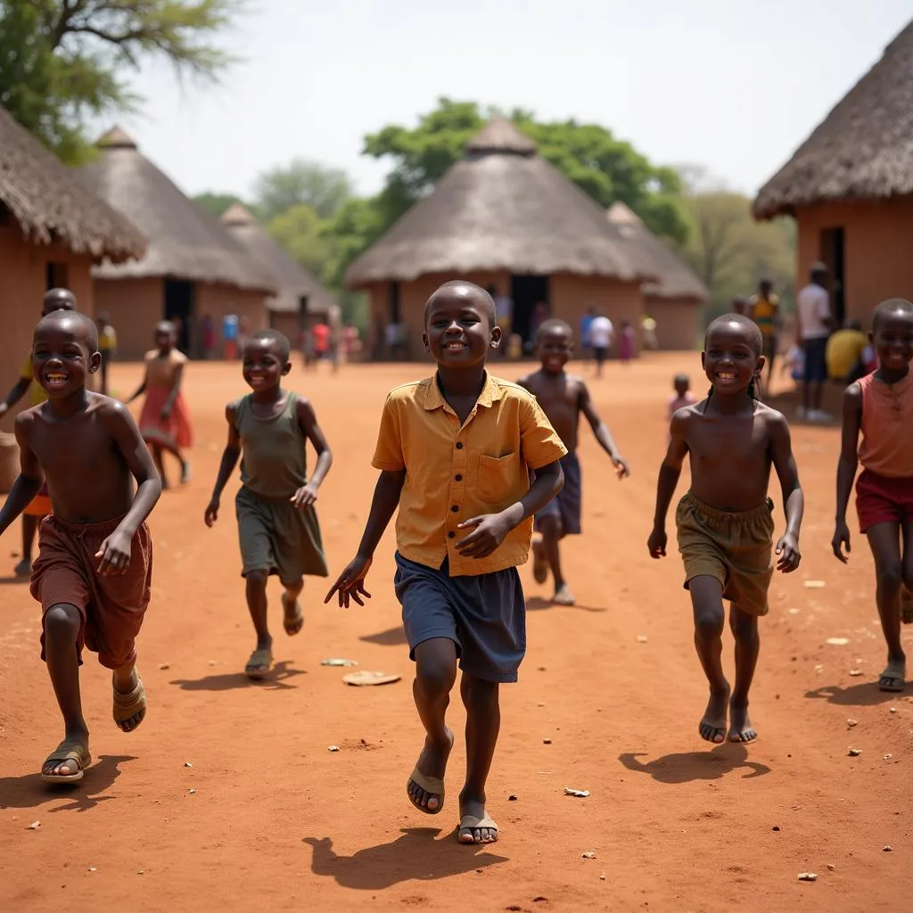 African village children playing