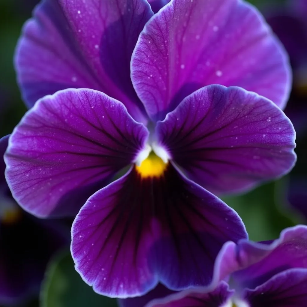 Close-Up of an African Violet's Delicate Purple Flowers