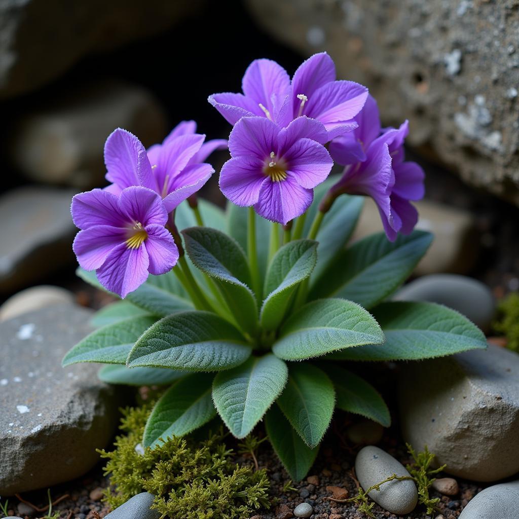 African violet plant thriving in its natural habitat