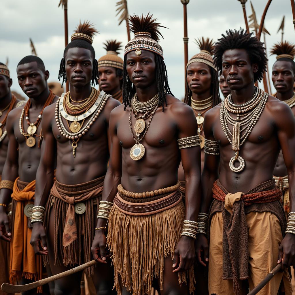 African Warriors in Traditional Attire