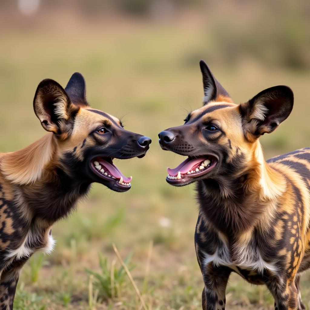 African Wild Dogs Communicating