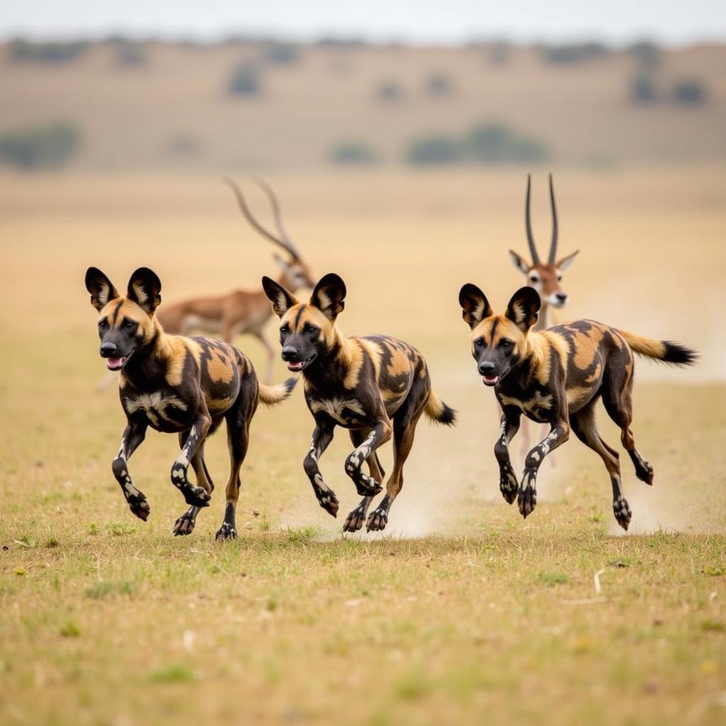 African Wild Dogs on the Hunt