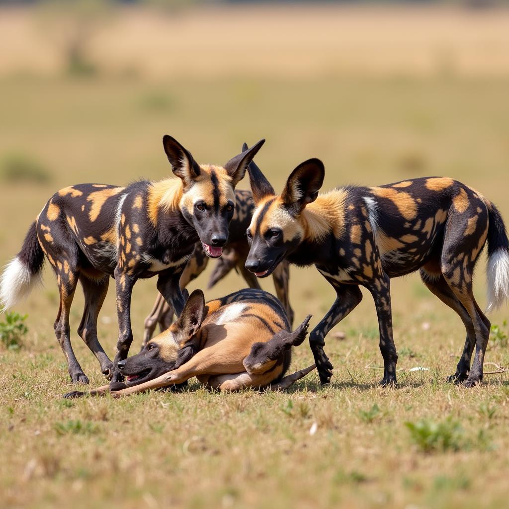 African wild dog pack hunting