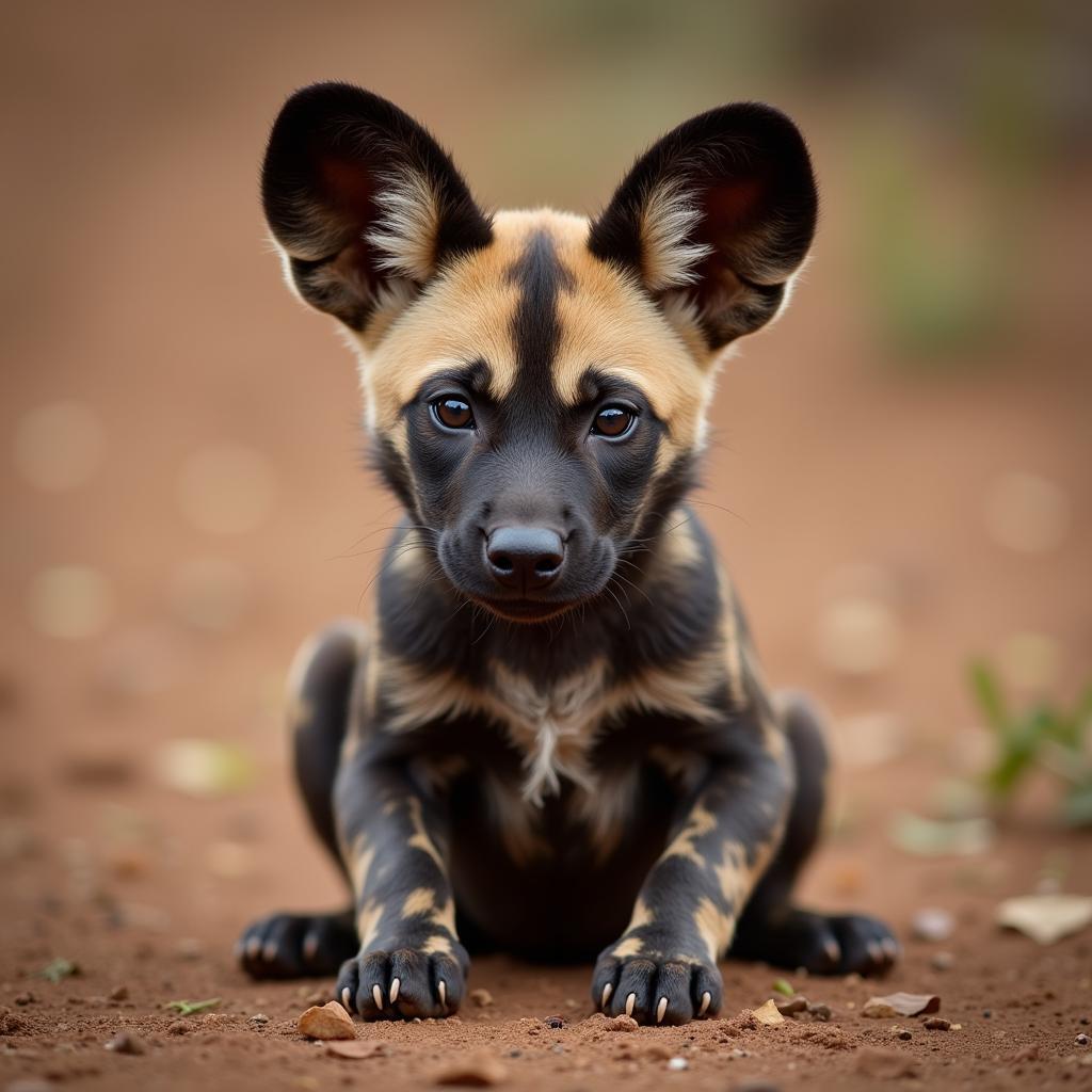 An African wild dog pup