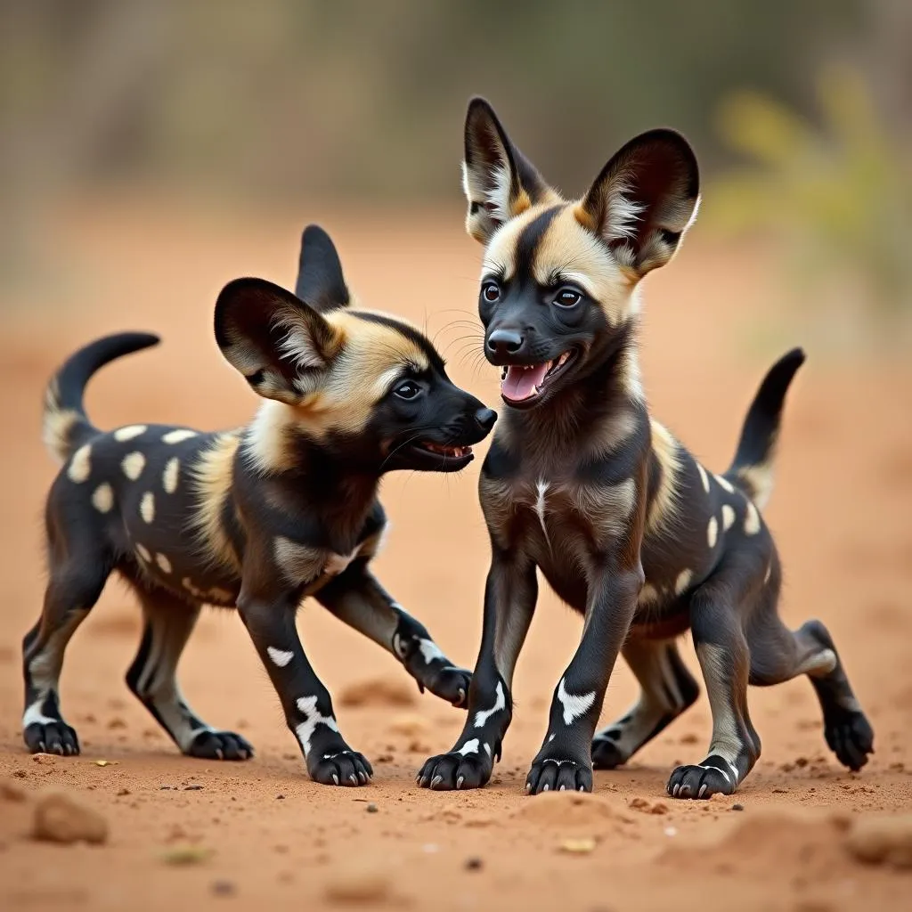 Playful African Wild Dog Pup