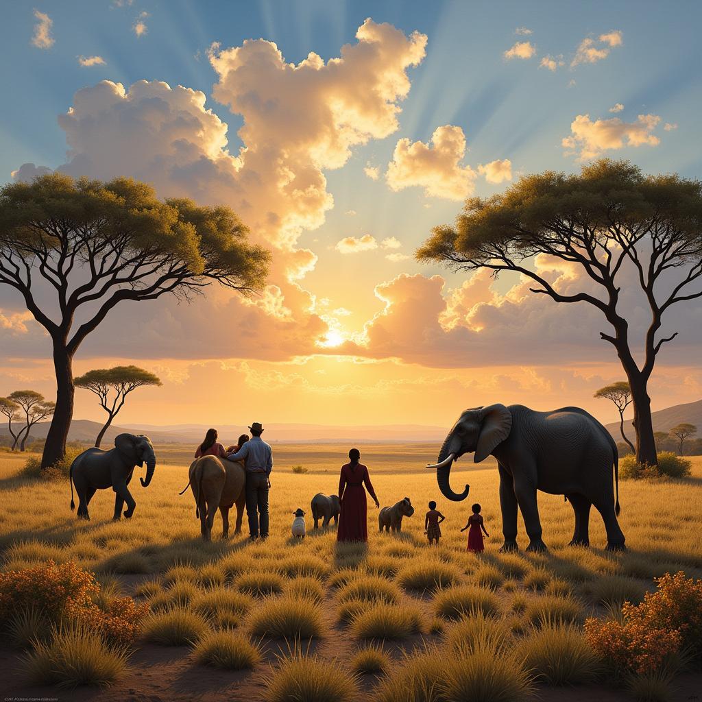 African Wildlife in a Serene Landscape