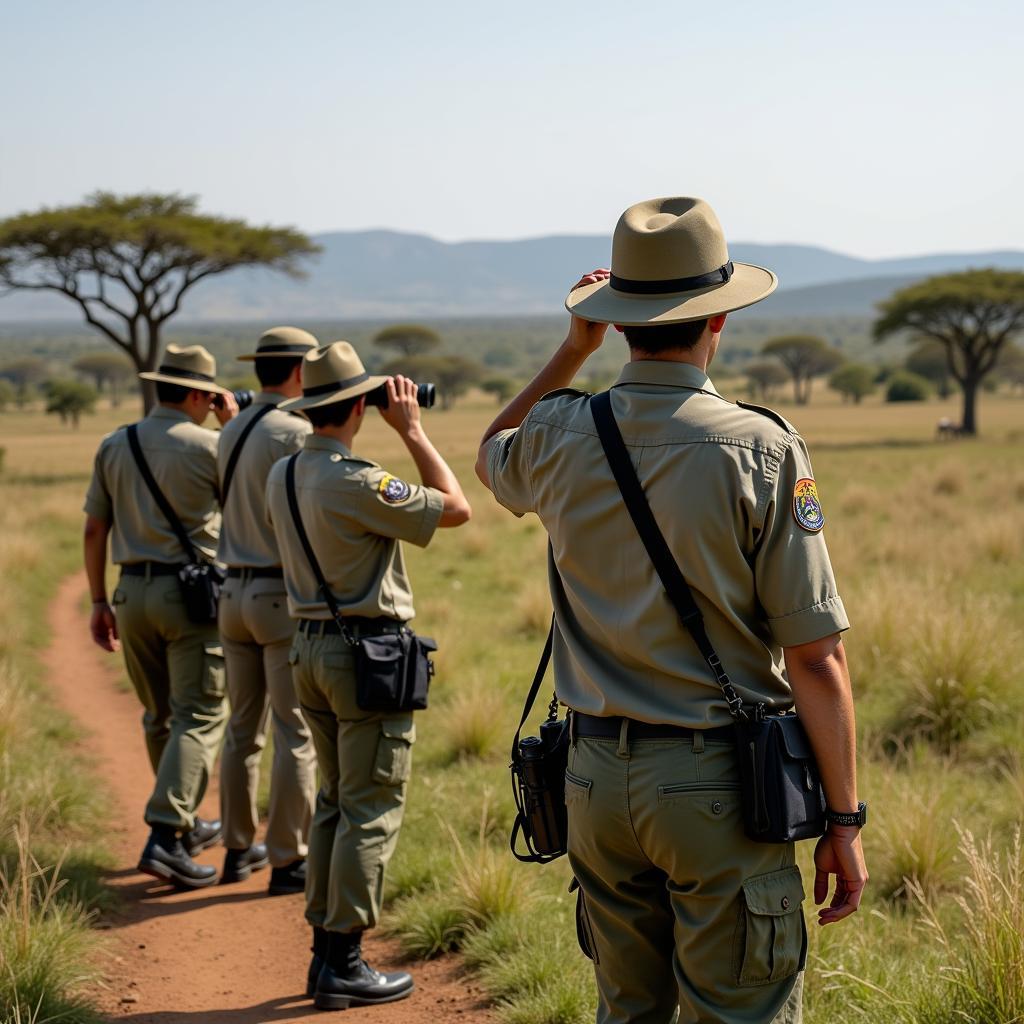 African Wildlife Conservation Efforts: Rangers Patrolling