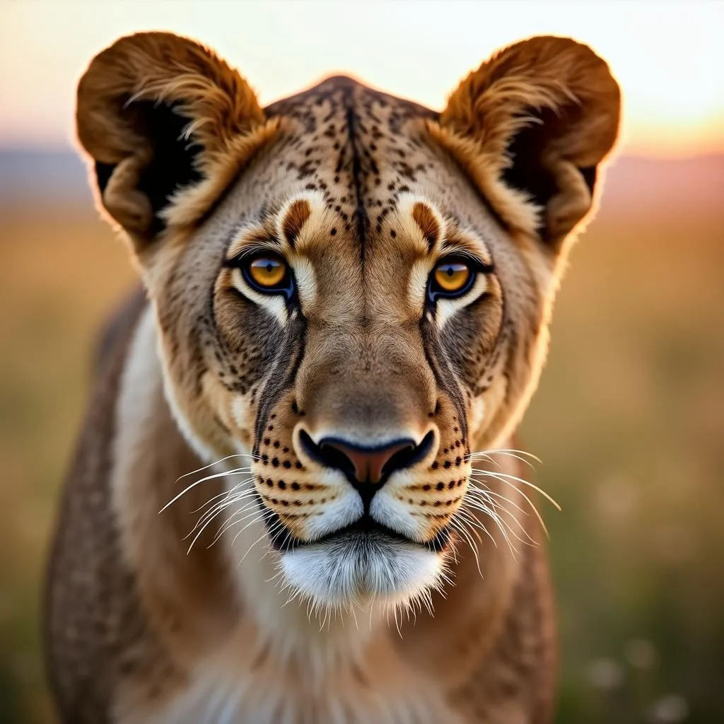 A close-up shot of a lioness in the Serengeti, part of a captivating African wildlife documentary available for download.