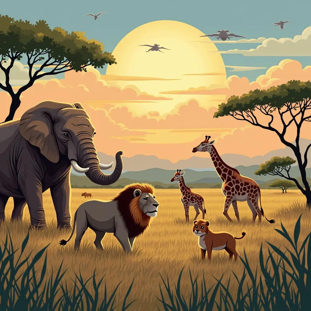 African Wildlife Illustration