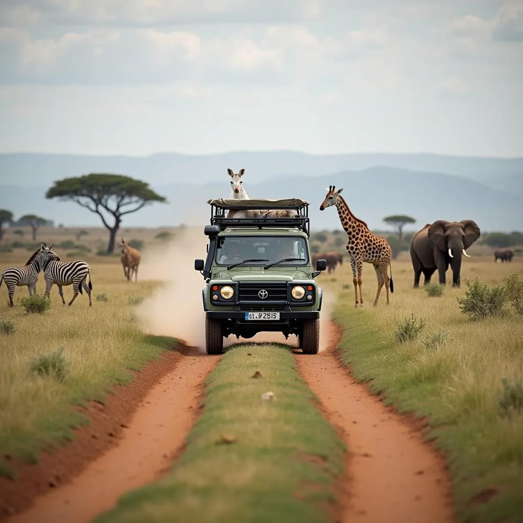 A thrilling African wildlife safari in Masai Mara, Kenya, showcasing a diverse ecosystem of animals.