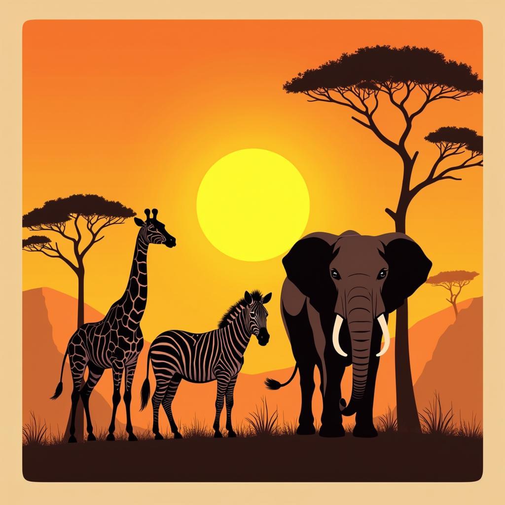 African Wildlife Safari Vector