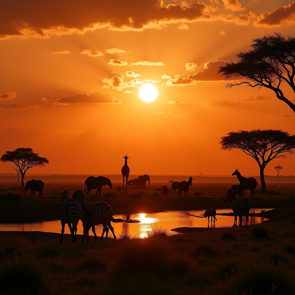 African Wildlife at Sunset