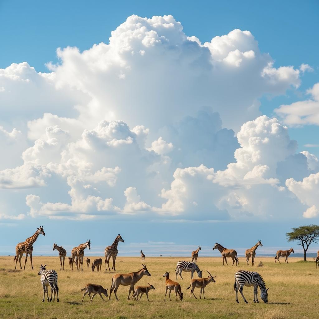 African Wildlife Under Mammatus Clouds